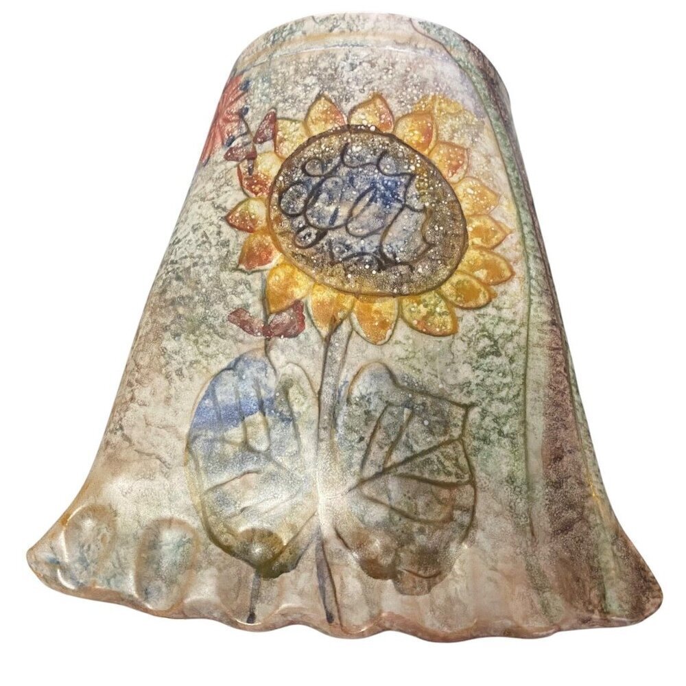 Wall Pocket Planter Hand Painted Made in Italy Sunflower Design Terracotta